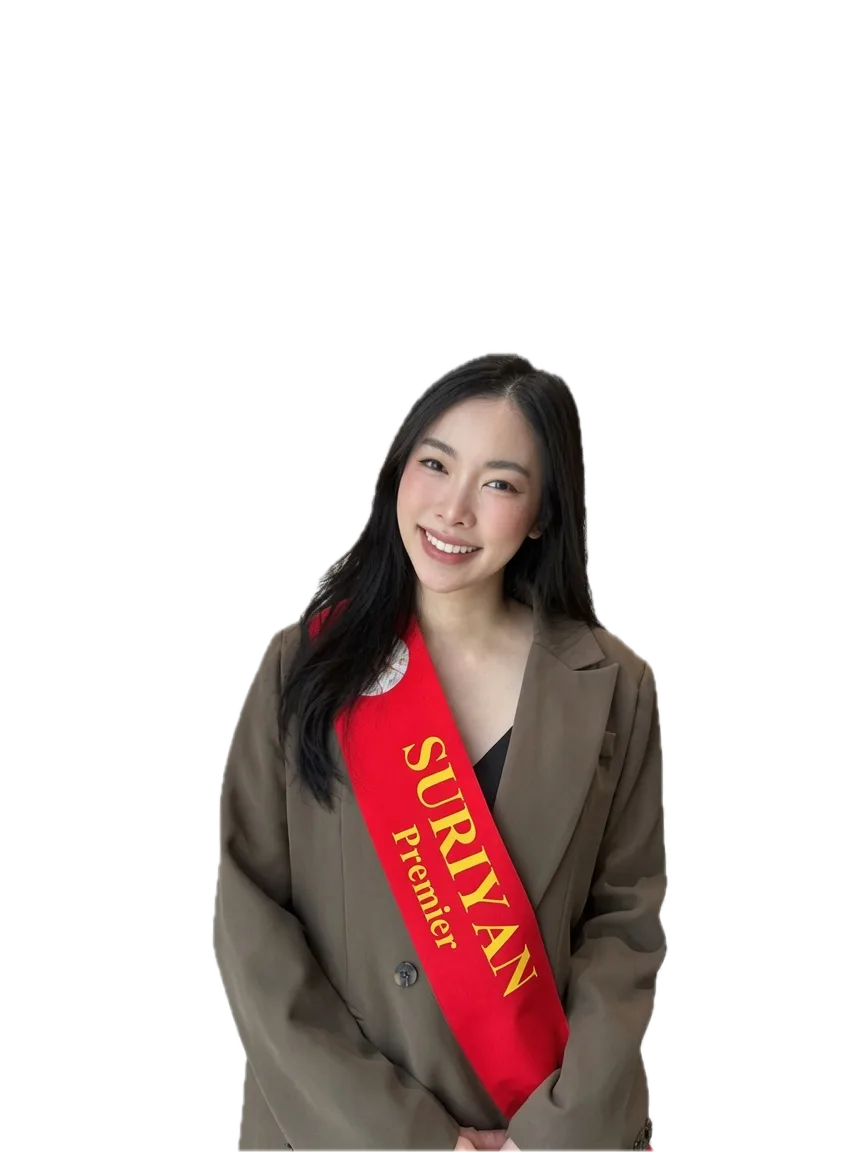 มิ้ม — ธัญญกาญจน์ เชิดชูพงษ์ ที่ปรึกษาประกันชีวิต AIA สวมสายสะพาย SURIYAN Premier